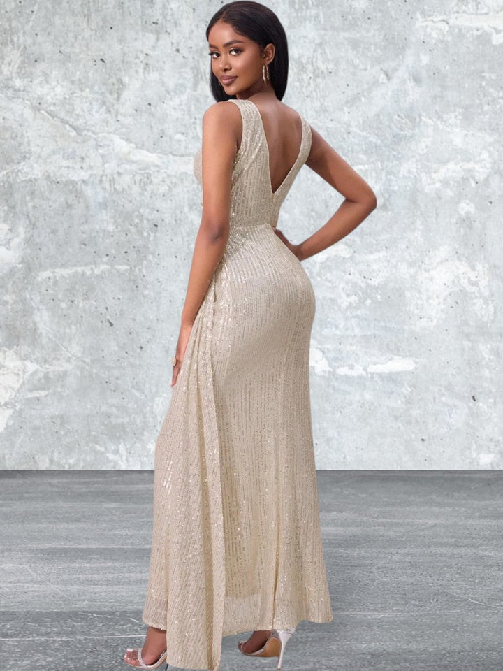 Levoire | Robe De Soirée À Paillettes Sans Manches Avec Fente