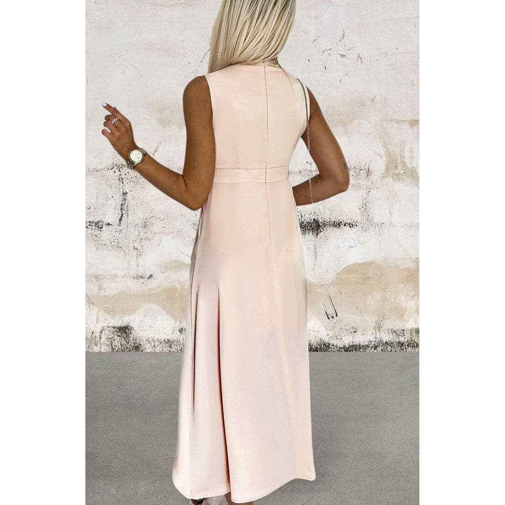 Levoire | Robe Midi Sans Manches À Décolleté En V Froncée Avec Fente