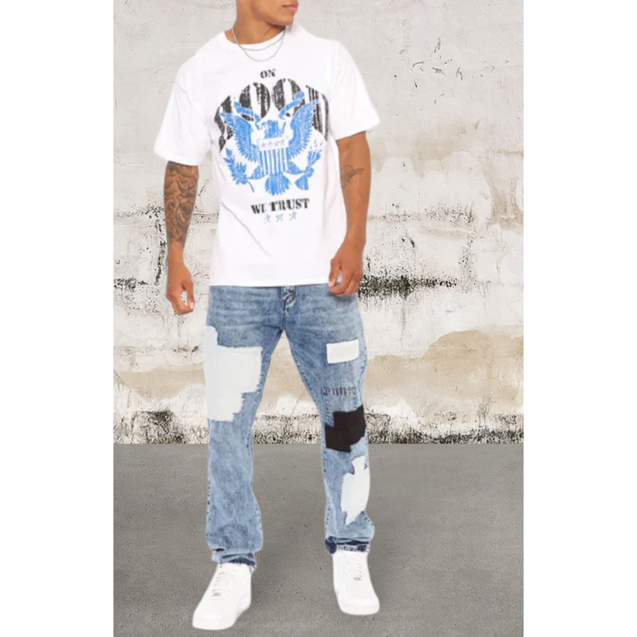 Levoire | Jeans En Denim À Patch Droit Pour Hommes