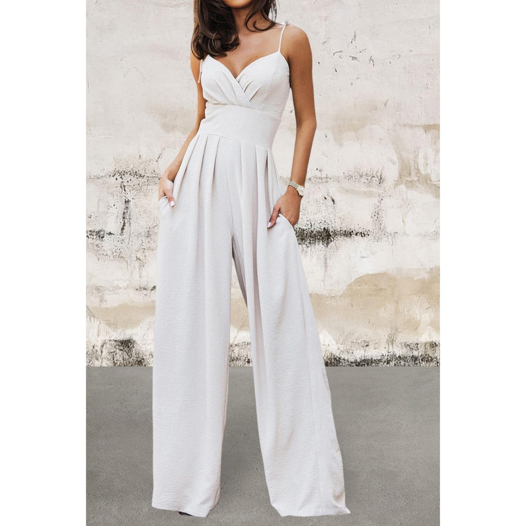Levoire | Bretelles Spaghetti Taille Haute Pantalon Large Beige