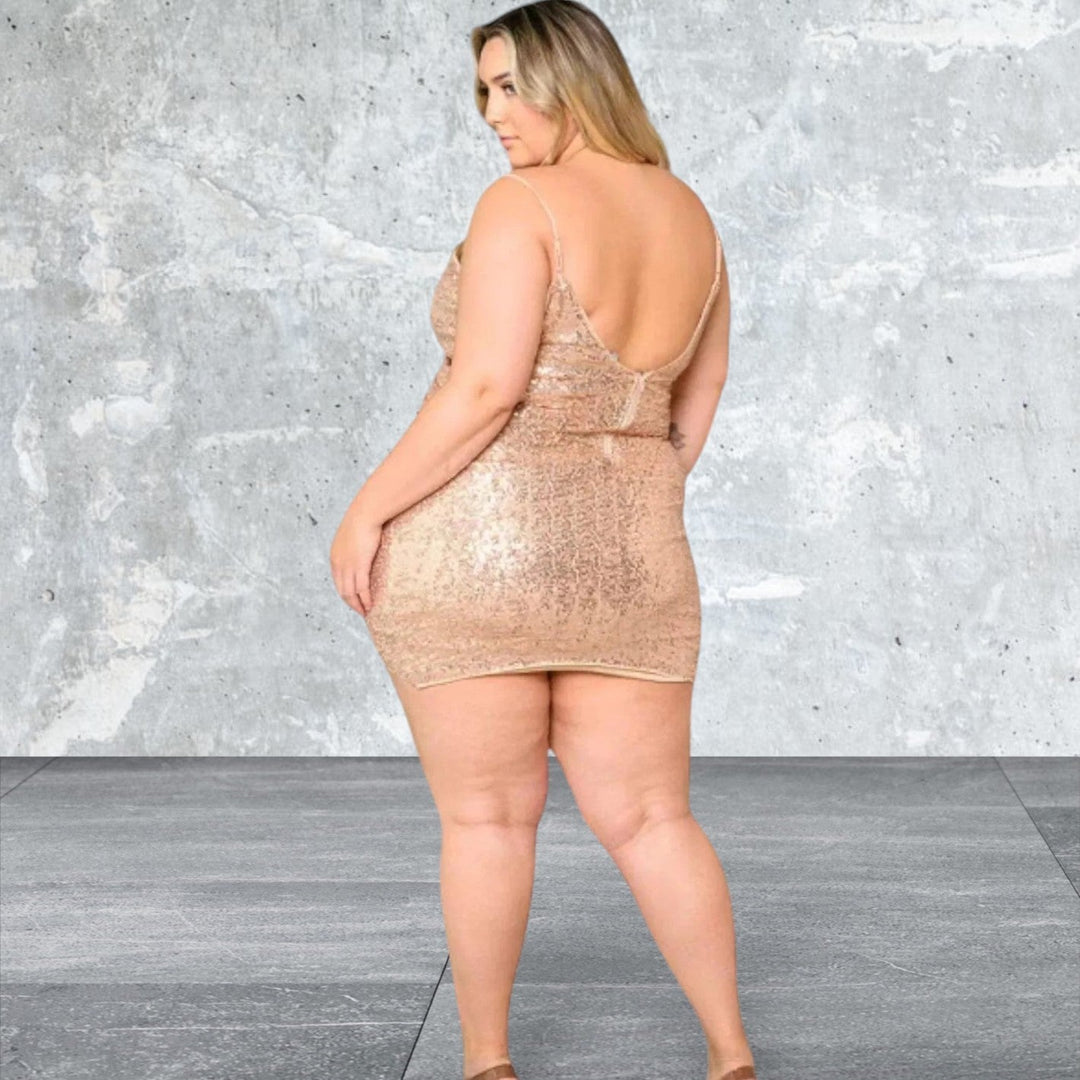 Levoire | Grande Taille Sans Manches Décolleté V Paillettes Robe Courte