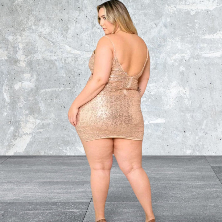 Levoire | Grande Taille Sans Manches Décolleté V Paillettes Robe Courte