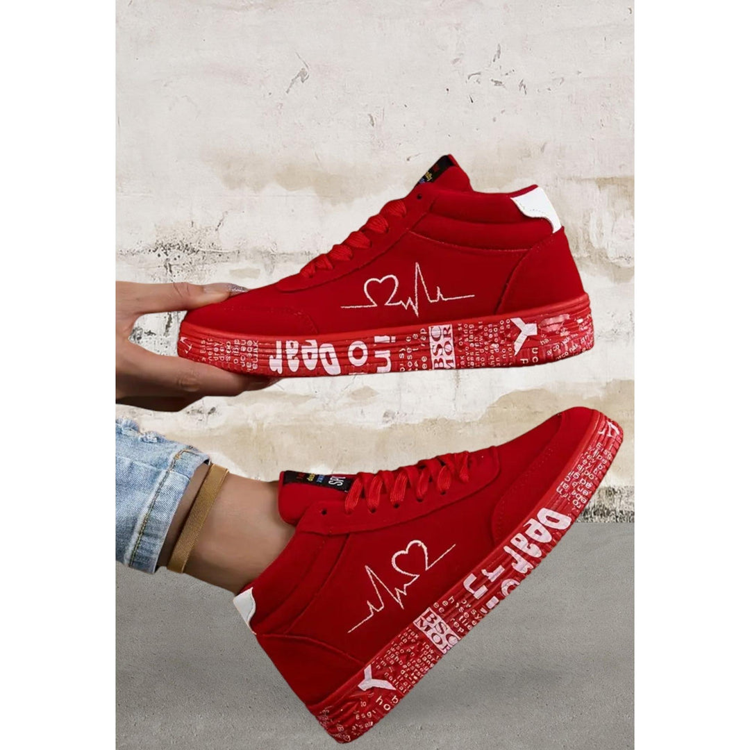 Levoire | Femmes Impression De Cœur Love Charme Baskets Rot 9