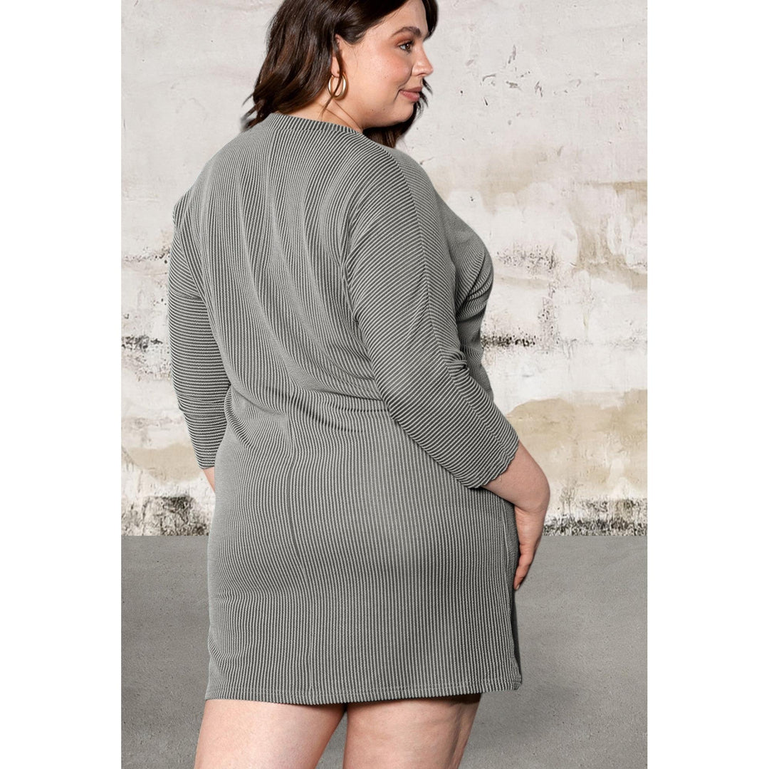 Levoire | Grande Taille Robe À Col V À Cordon À Manches ¾