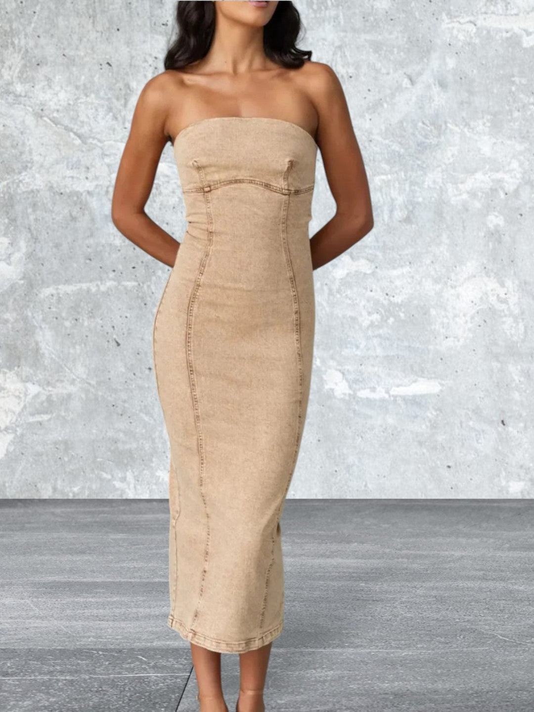 Levoire | Robe En Jean Tube À Fente Pour Femmes