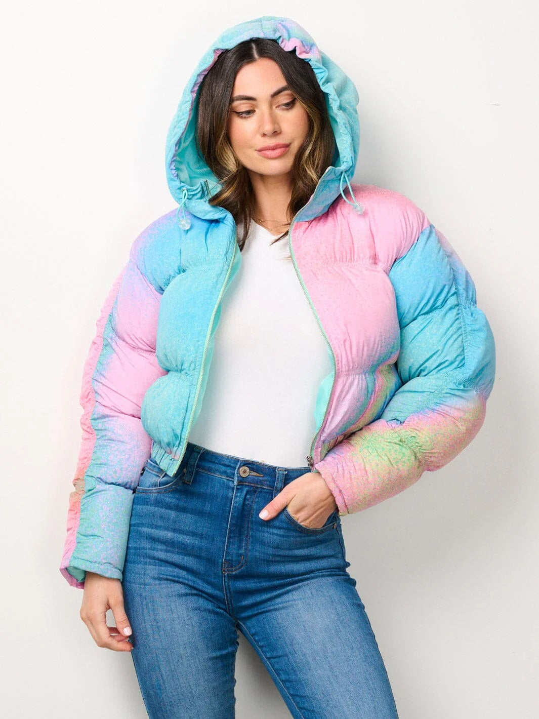 Levoire | Femmes Manteau D'Hiver À Manches Longues Avec Fermeture Éclair, Veste Crop À Capuche