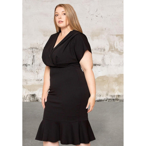 Levoire | Plus Size Midi Robe Plissée Avec Épaules Basses