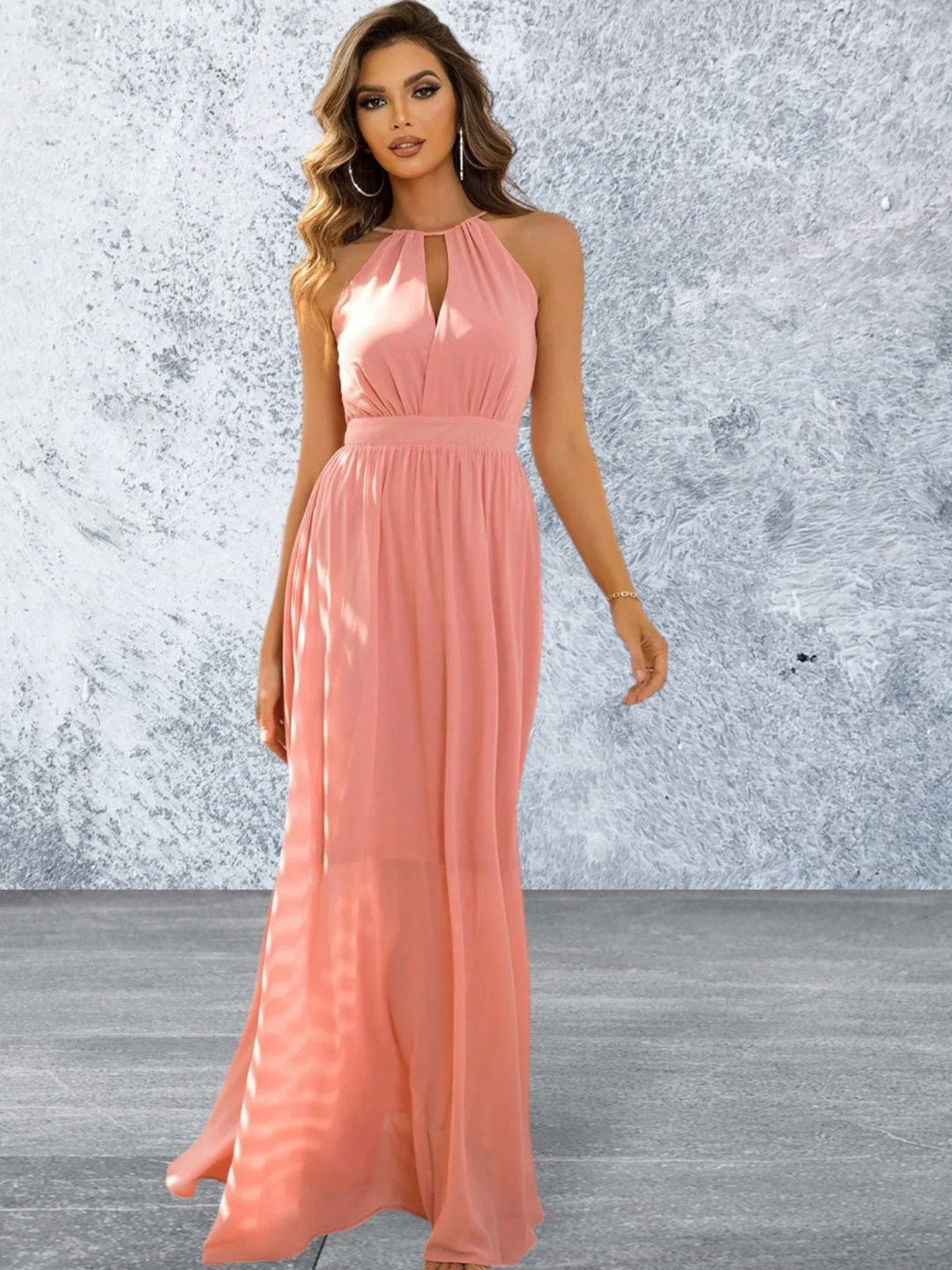 Levoire | Robe Maxi Sans Manches Nouée À Découpe Corail