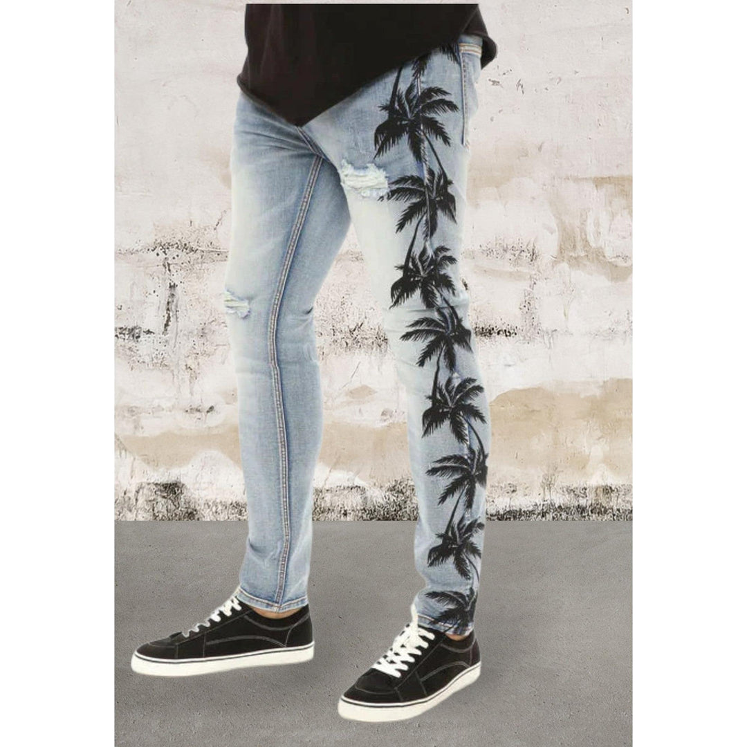 Levoire | Hommes Jean Skinny Déchiré Palmiers