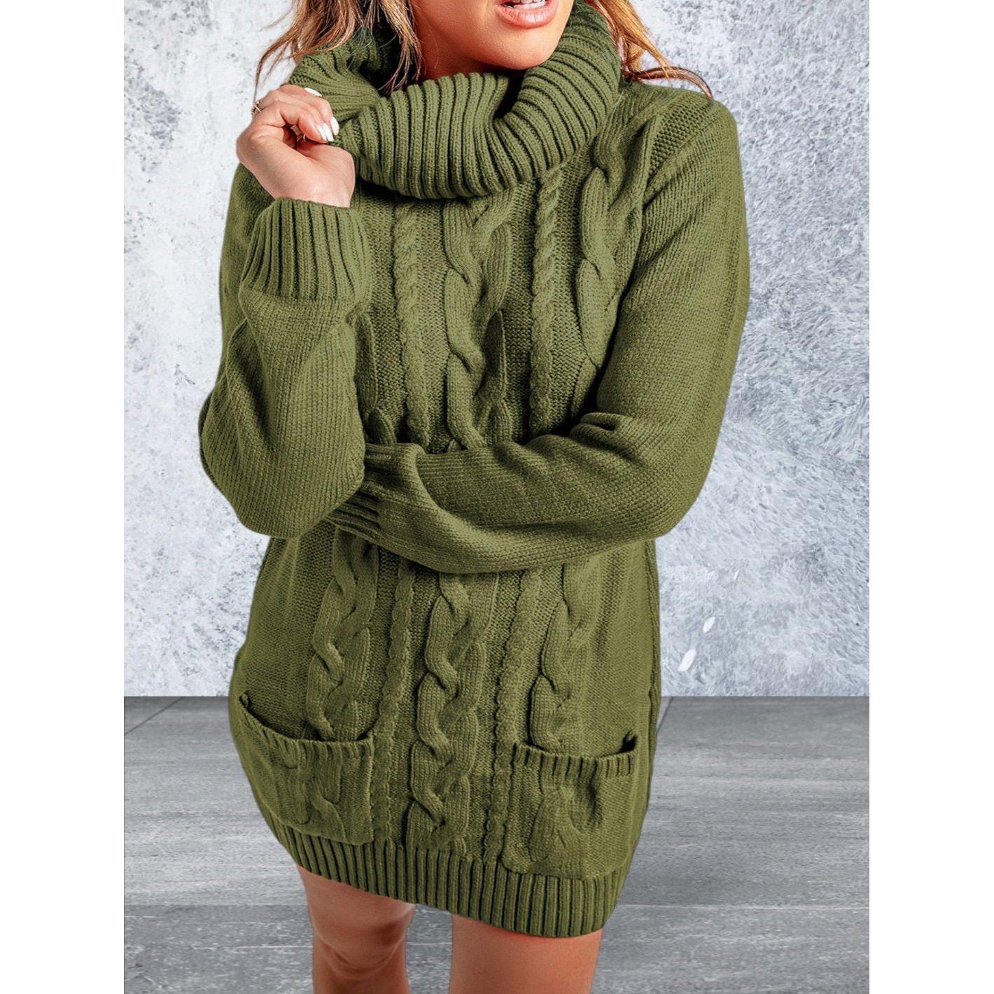 Levoire | Robe Pull À Col Montant À Manches Longues Olive