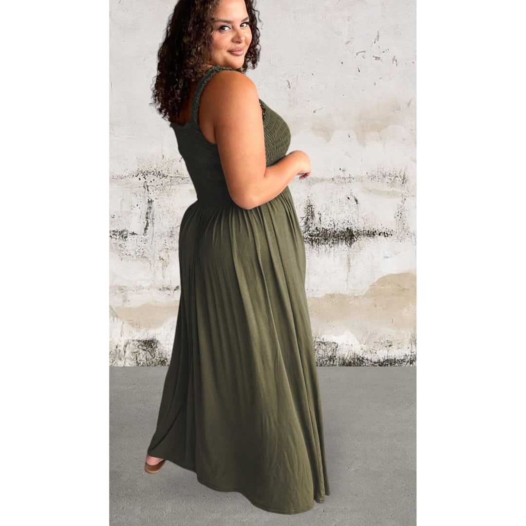 Levoire | Grande Taille Robe Maxi Sans Manches Verte