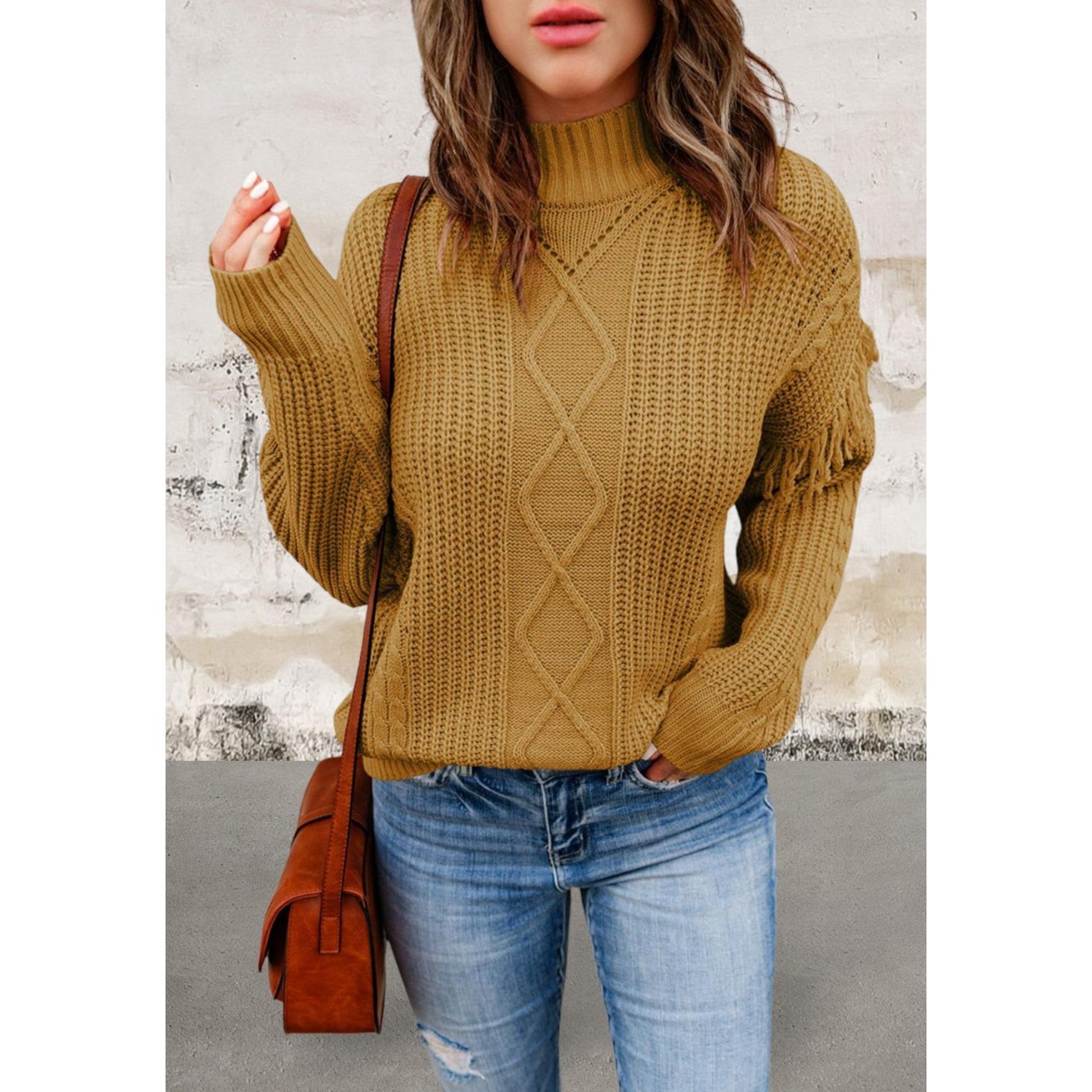 Levoire | Taille Grande Pull En Tricot À Manches Longues Avec Col Haut 2XL Braun
