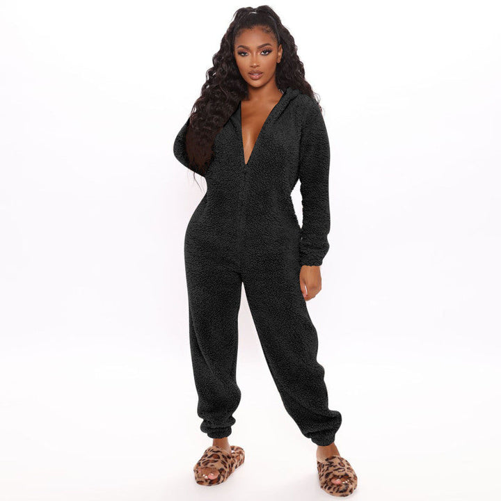 Levoire | Sweat à capuche à manches longues combinaison pantalon vêtements en peluche Musta