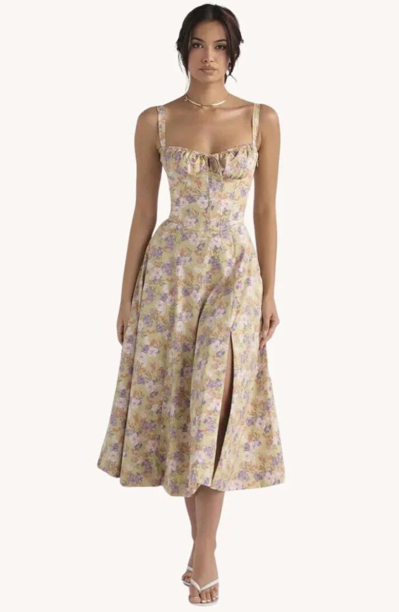 Levoire | Robe De Créateur Taille impression jaune