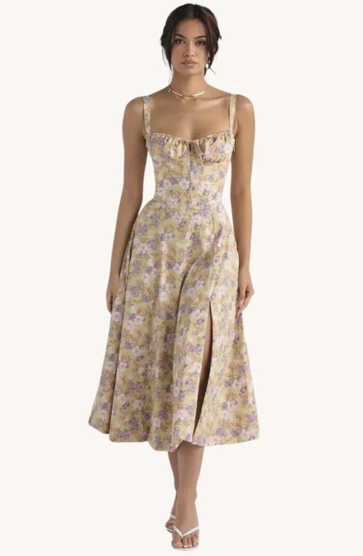 Levoire | Robe De Créateur Taille impression jaune
