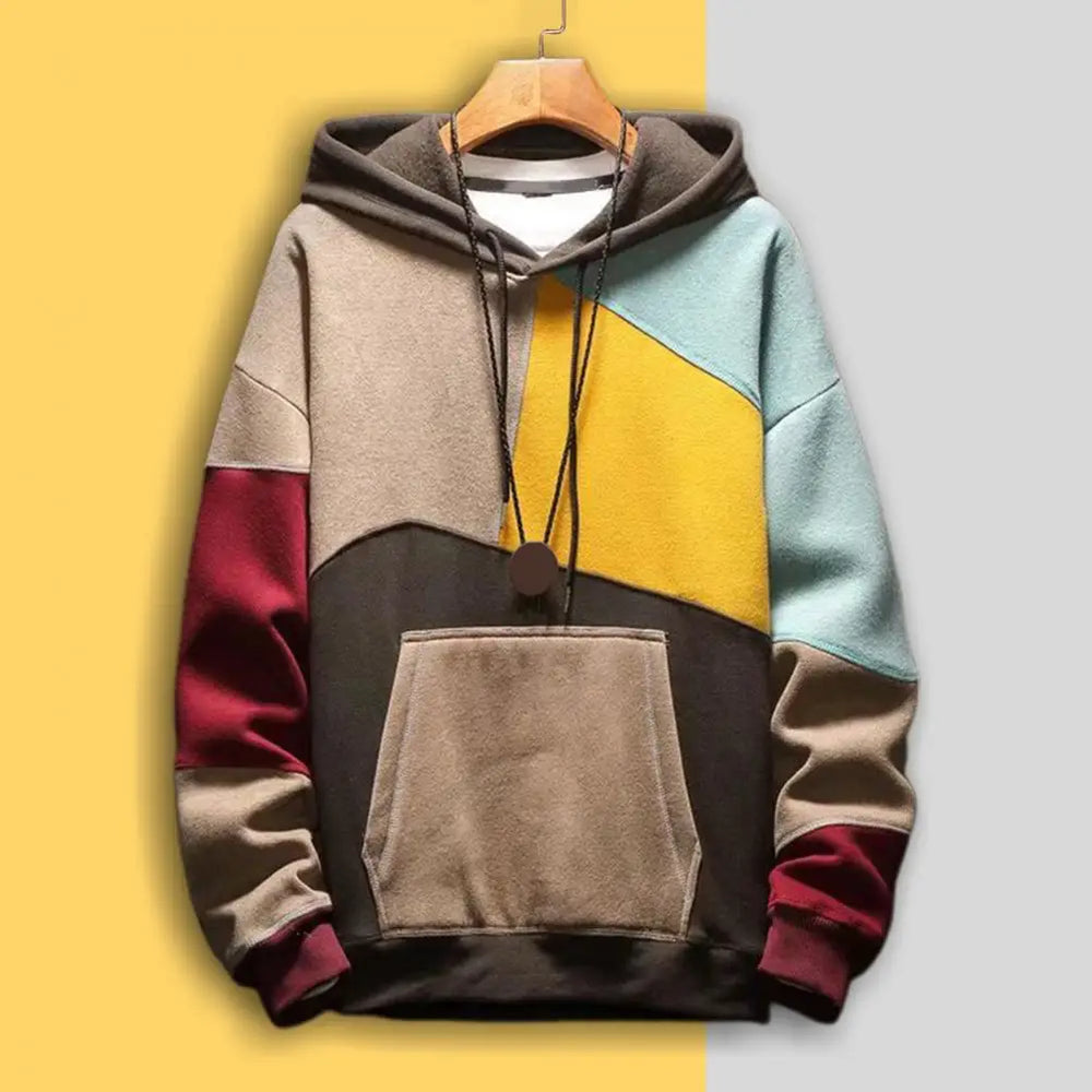 Levoire | Veste À Capuche Patchwork Pour Hommes Braun Jaune