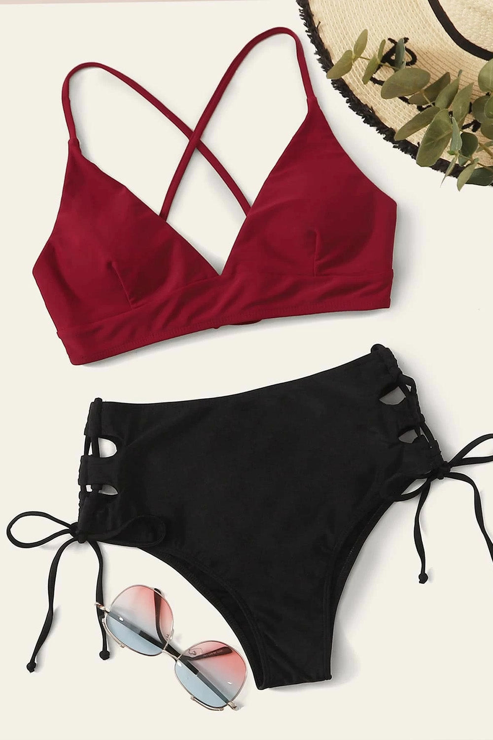 Levoire | up Détail Bindeseiten Bikini Maillot de bain Rot