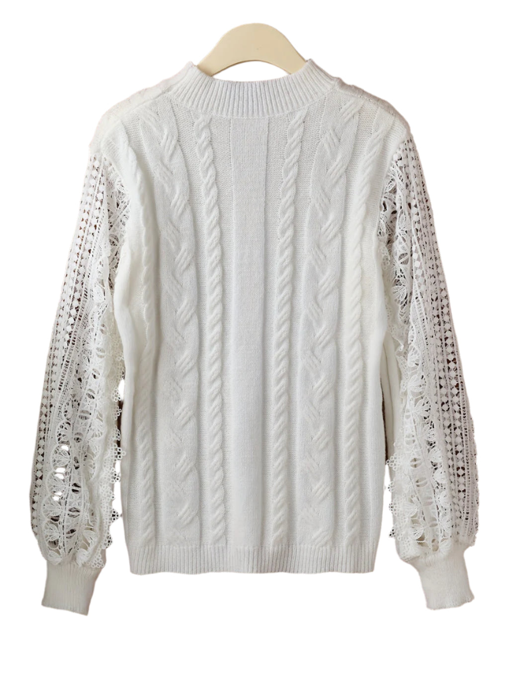 Levoire | Pull En Tricot De Câble En Dentelle De Luxe Blanc