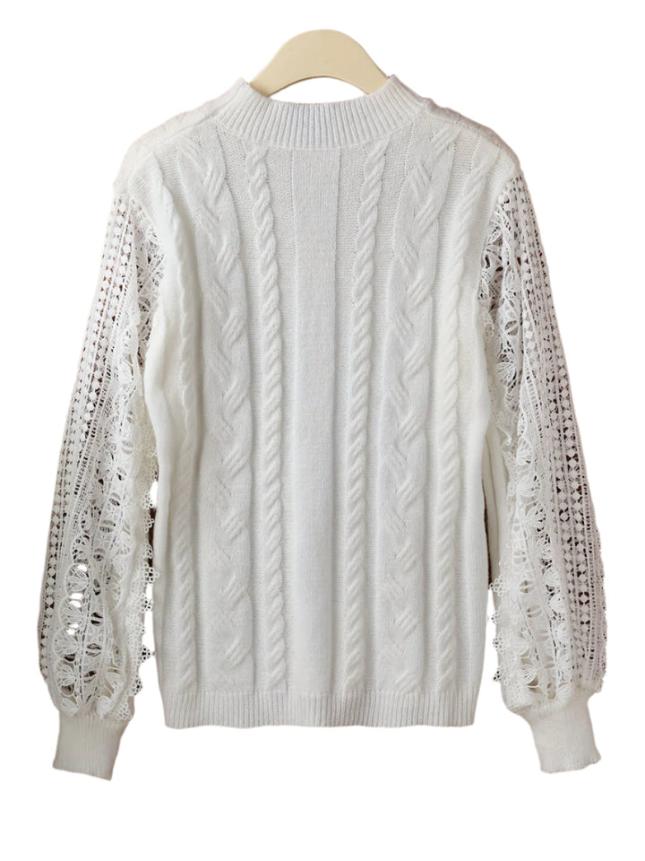 Levoire | Pull En Tricot De Câble En Dentelle De Luxe Blanc
