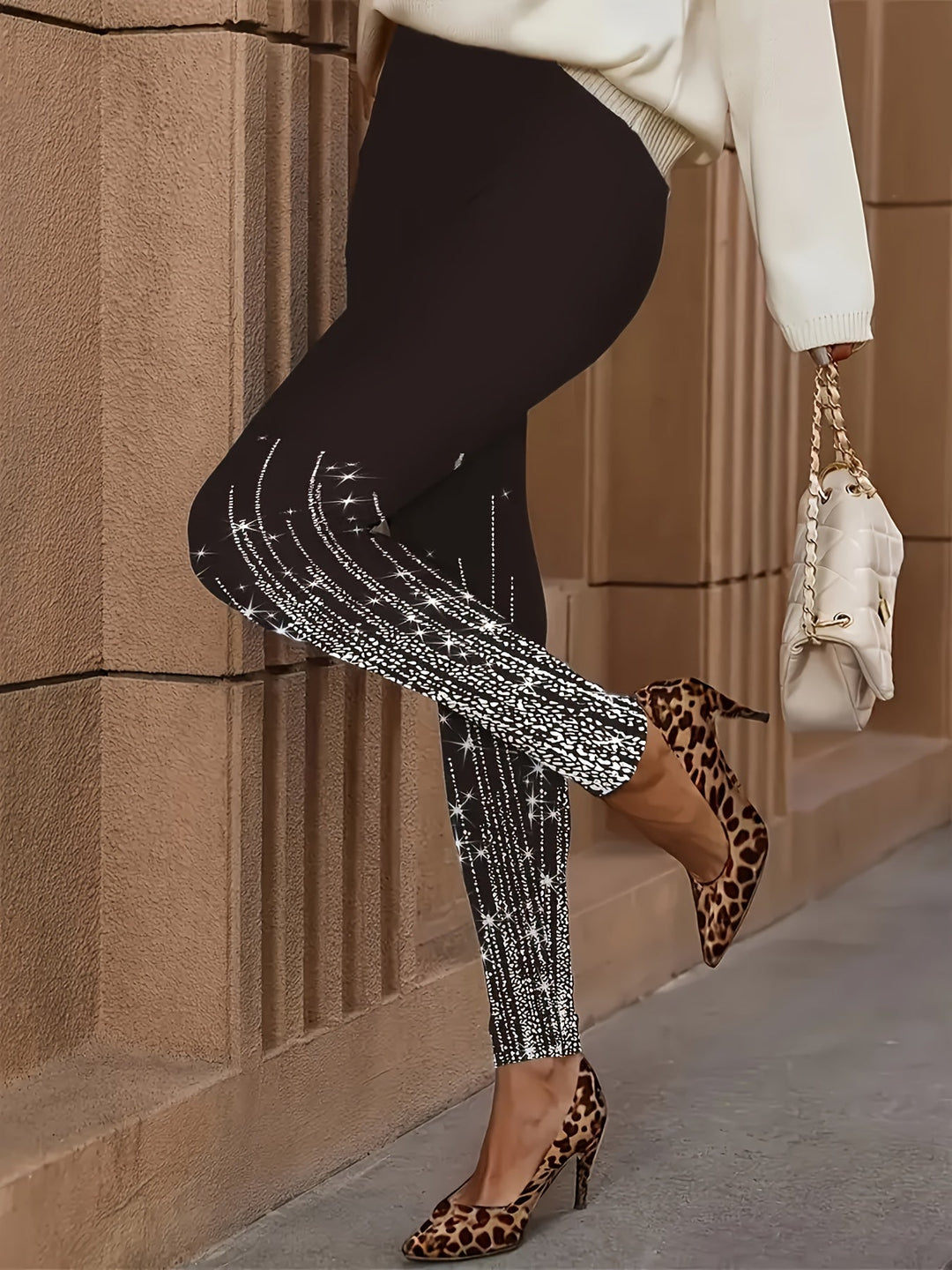 Levoire | Legging Slim Fit Brillante Avec Design Étincelant Noir