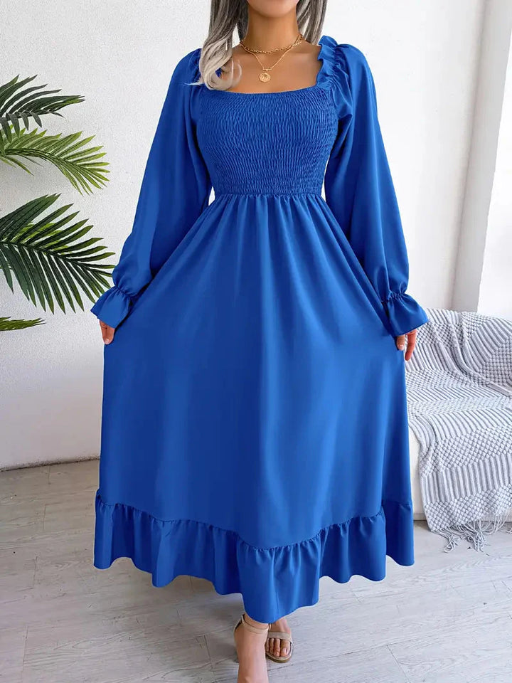 Levoire | Robe Maxi Robe Élégante Avec Des Manches Longues Et Des Volants