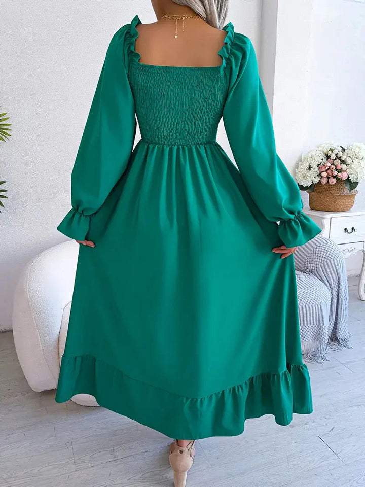 Levoire | Robe Maxi Robe Élégante Avec Des Manches Longues Et Des Volants
