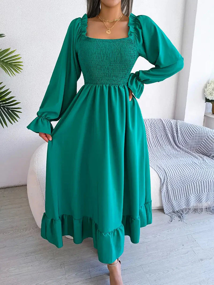 Levoire | Robe Maxi Robe Élégante Avec Des Manches Longues Et Des Volants