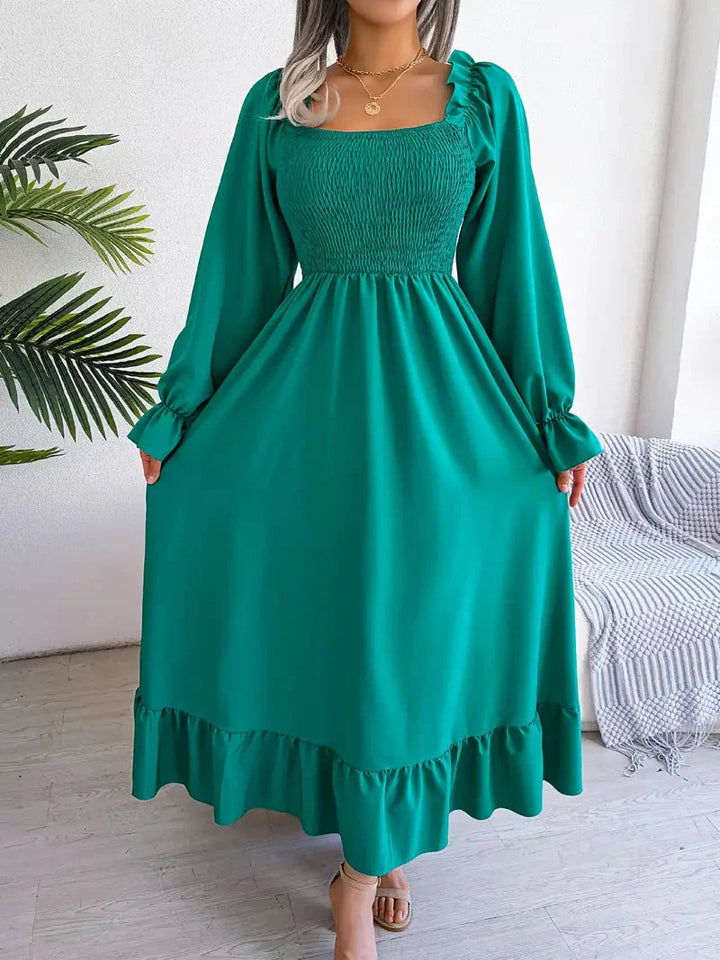 Levoire | Robe Maxi Robe Élégante Avec Des Manches Longues Et Des Volants