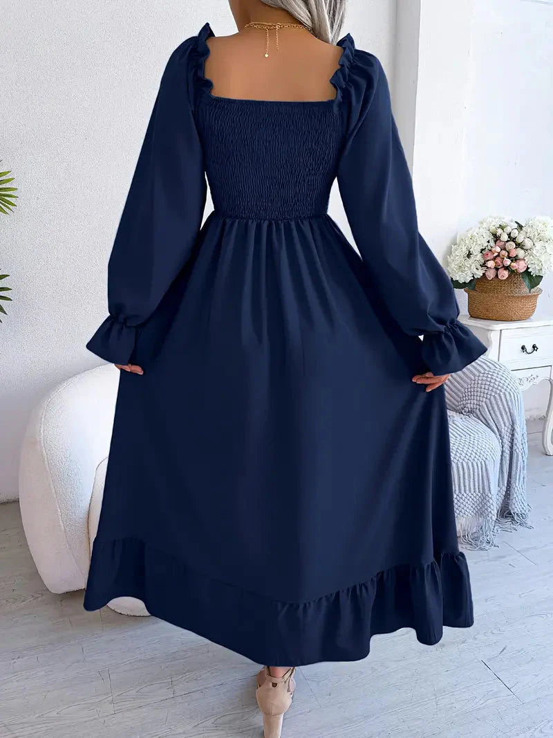 Levoire | Robe Maxi Robe Élégante Avec Des Manches Longues Et Des Volants
