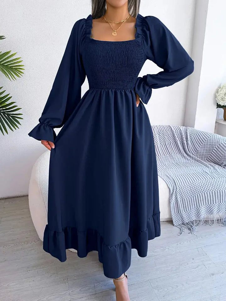 Levoire | Robe Maxi Robe Élégante Avec Des Manches Longues Et Des Volants