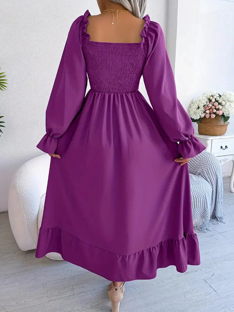 Levoire | Robe Maxi Robe Élégante Avec Des Manches Longues Et Des Volants