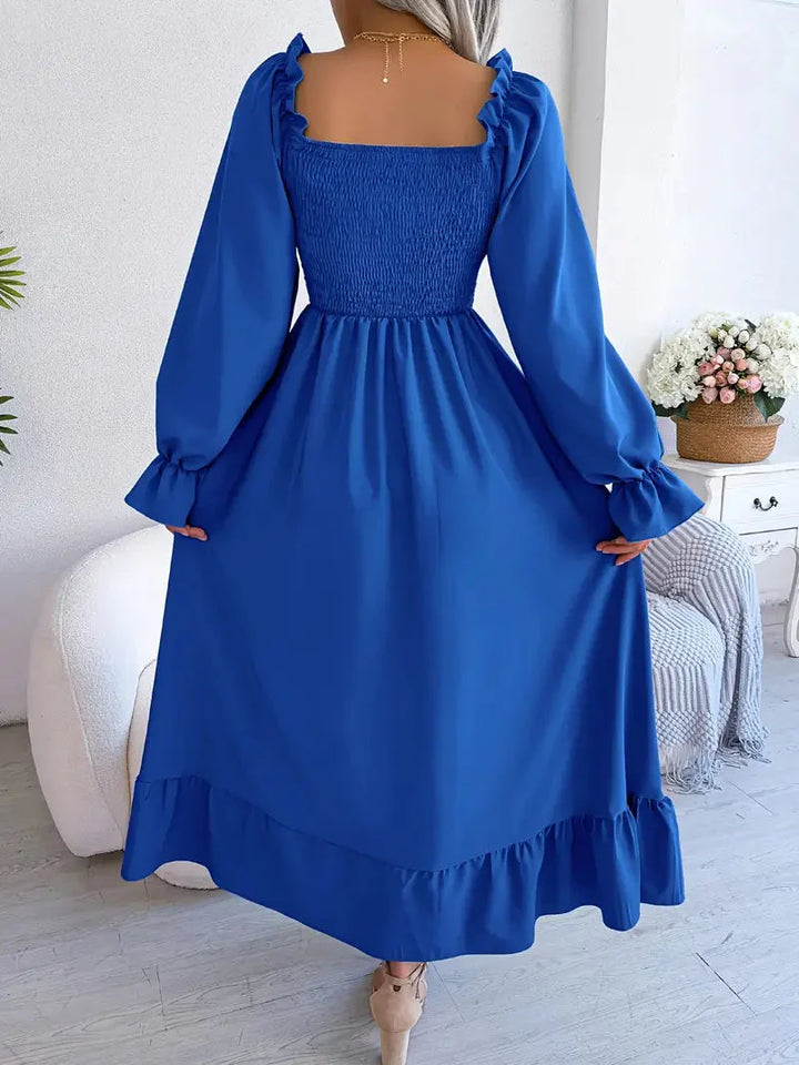 Levoire | Robe Maxi Robe Élégante Avec Des Manches Longues Et Des Volants