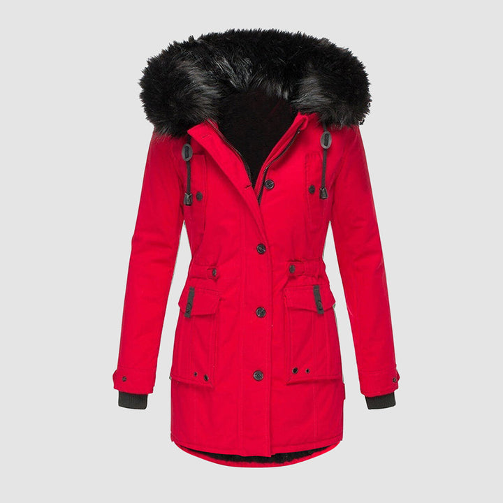 Levoire - Veste d'hiver imperméable avec capuche pour femmes Rot