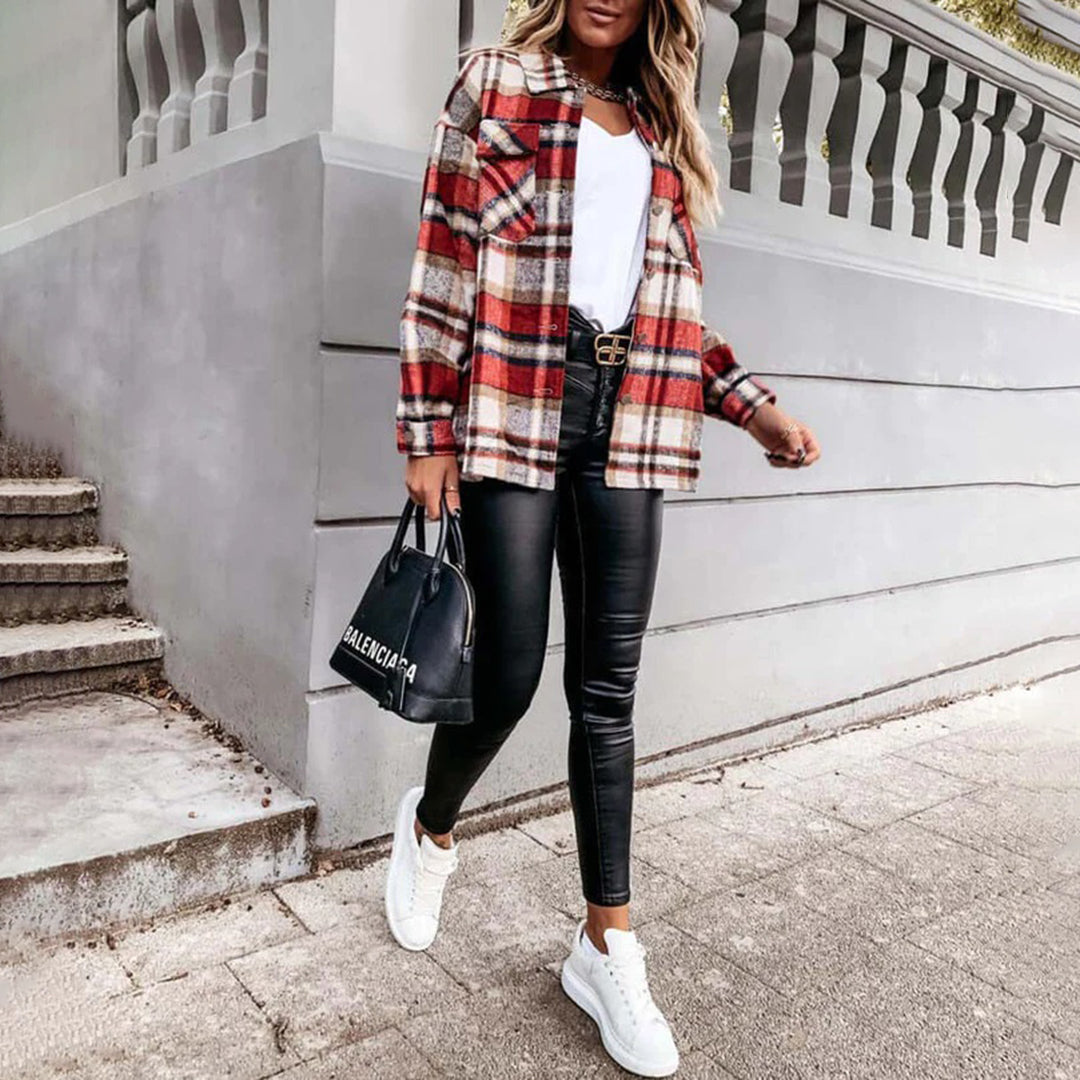 Levoire | Veste À Carreaux Élégante Femme Rot