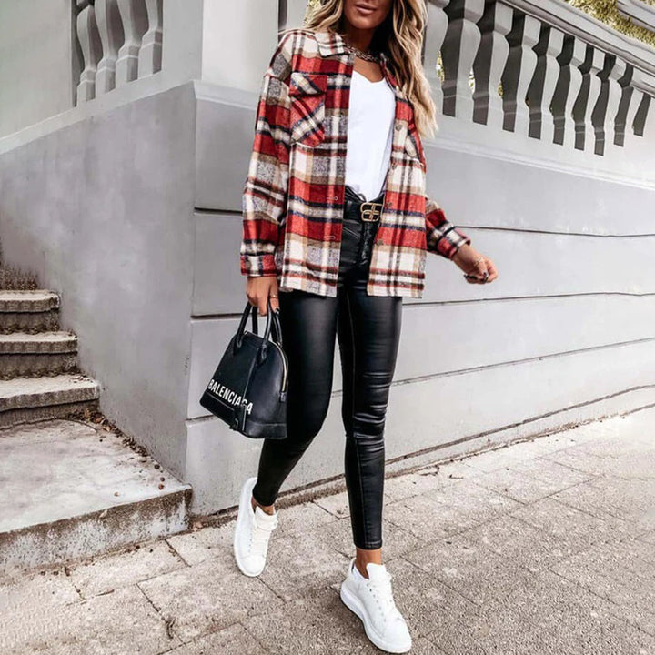 Levoire | Veste À Carreaux Élégante Femme Rot
