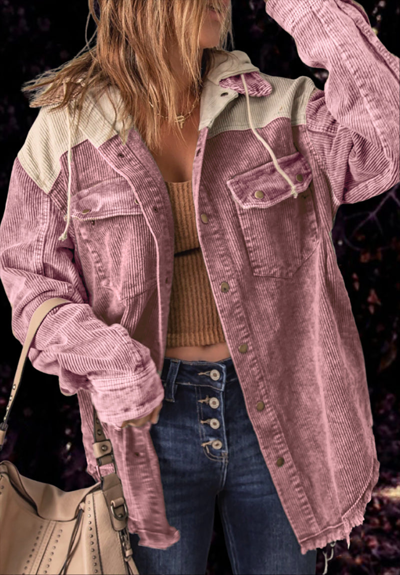 Levoire | Sweat à capuche à manches longues avec col montant et bouton Rosa