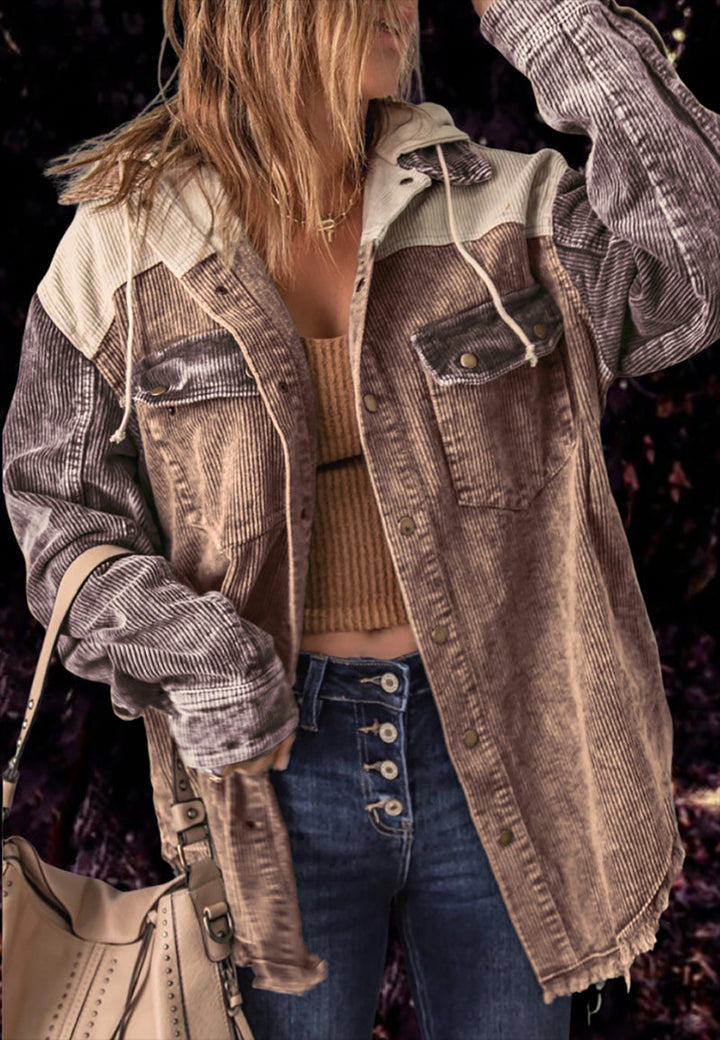 Levoire | Sweat à capuche à manches longues avec col montant et bouton Braun