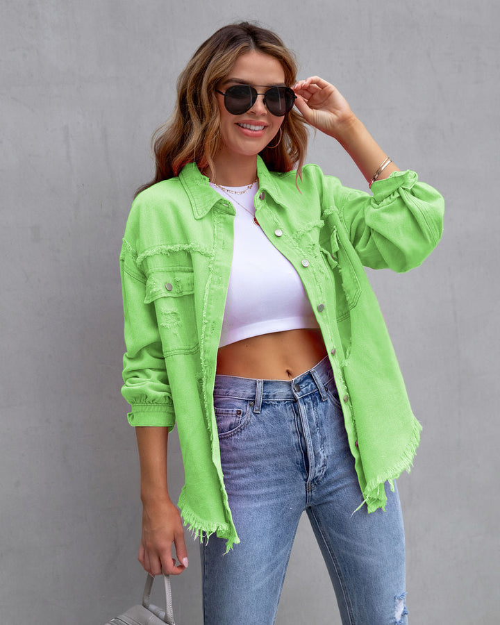 Levoire | Veste jean effet usé Vert clair