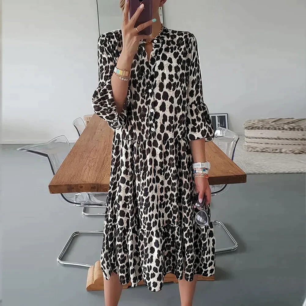 Levoire | Robe en coton avec imprimé léopard 3XL