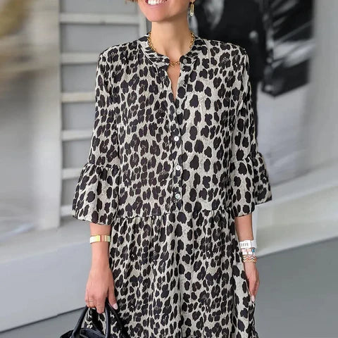 Levoire | Robe en coton avec imprimé léopard