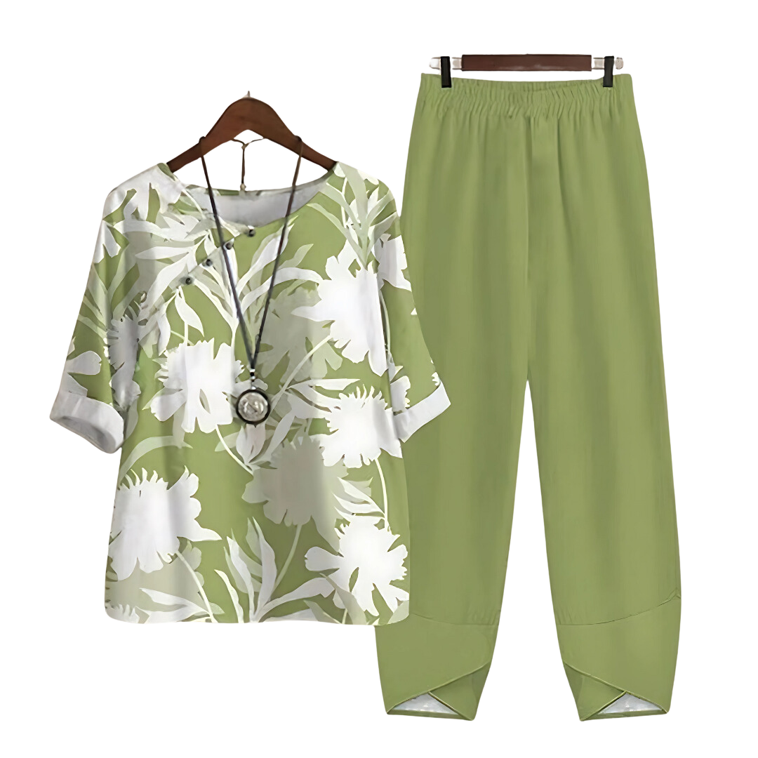 Levoire | Chic Sans Effort Chemisier Et Ensemble De Pantalon Vert ( presque épuisé )