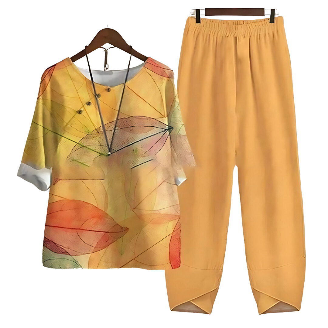 Levoire | Chic Sans Effort Chemisier Et Ensemble De Pantalon Orange