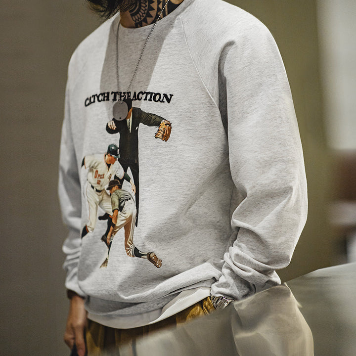 Levoire | Sweatshirt Baseball Weinlese Avec Impression Rétro