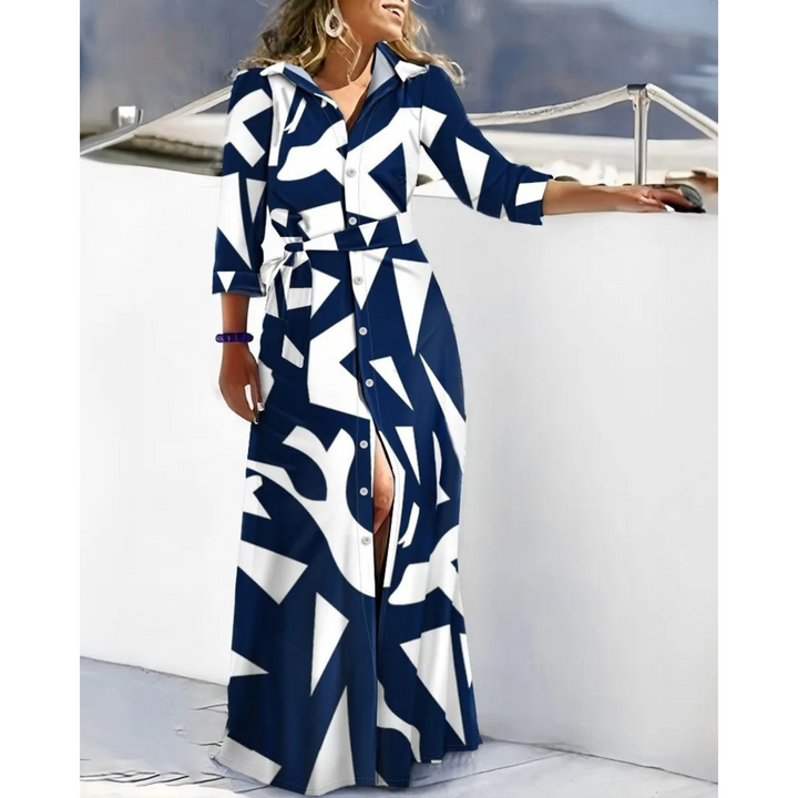 Levoire | Robe Chemise Imprimée Coupe-Vent Bleu-blanc