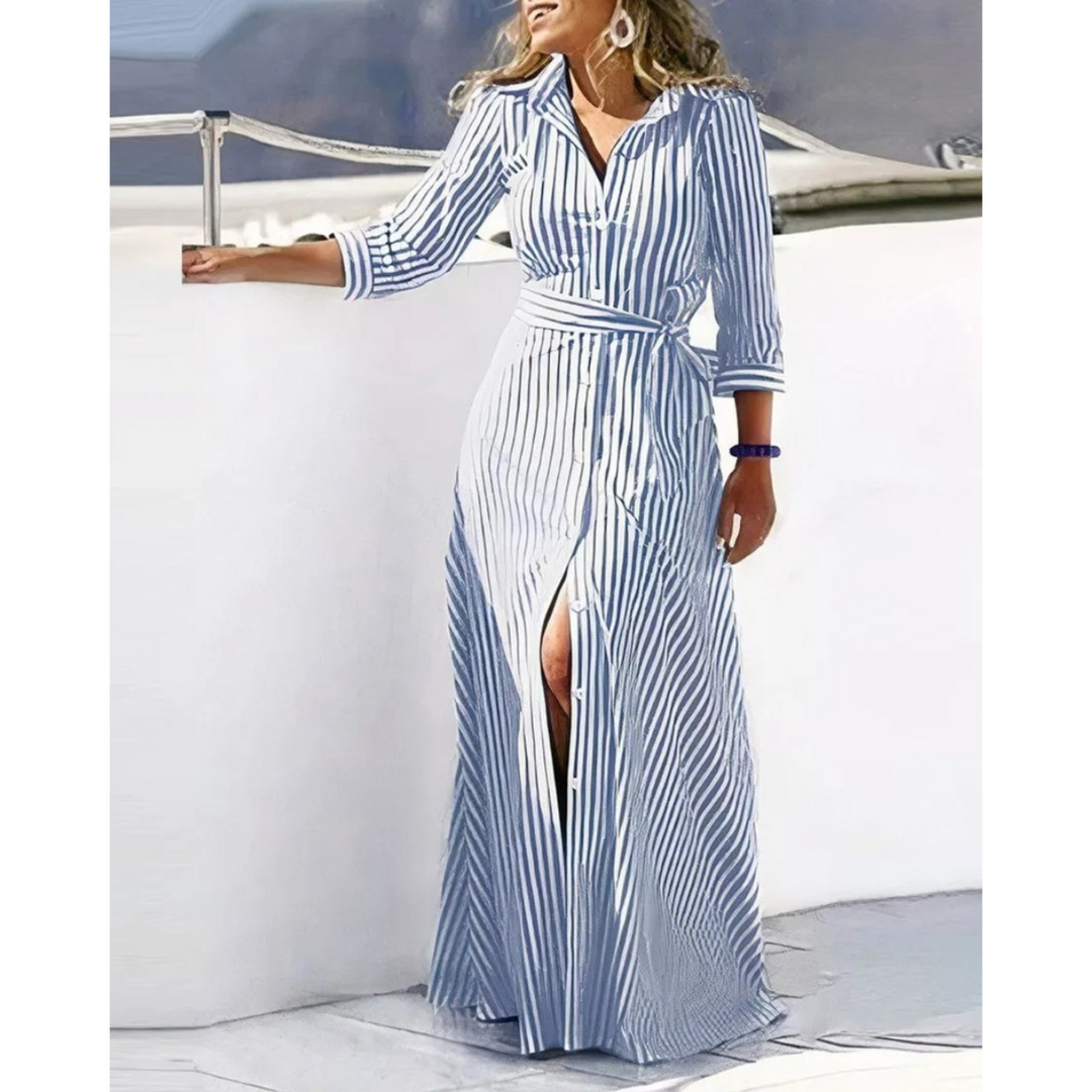 Levoire | Robe Chemise Imprimée Coupe-Vent Bleu clair-blanc