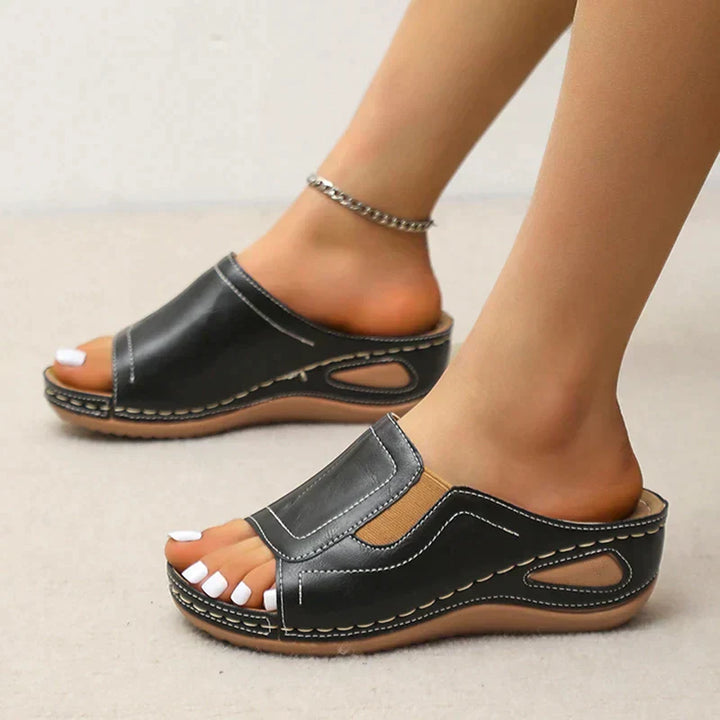 Levoire | Sandale À Talons Compensés Orthopédique Décontractée Pour Femmes Noir