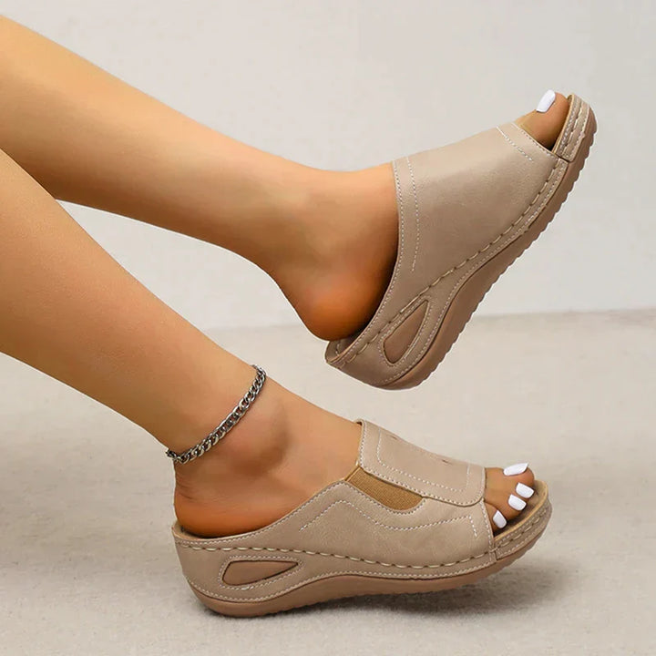 Levoire | Sandale À Talons Compensés Orthopédique Décontractée Pour Femmes Beige