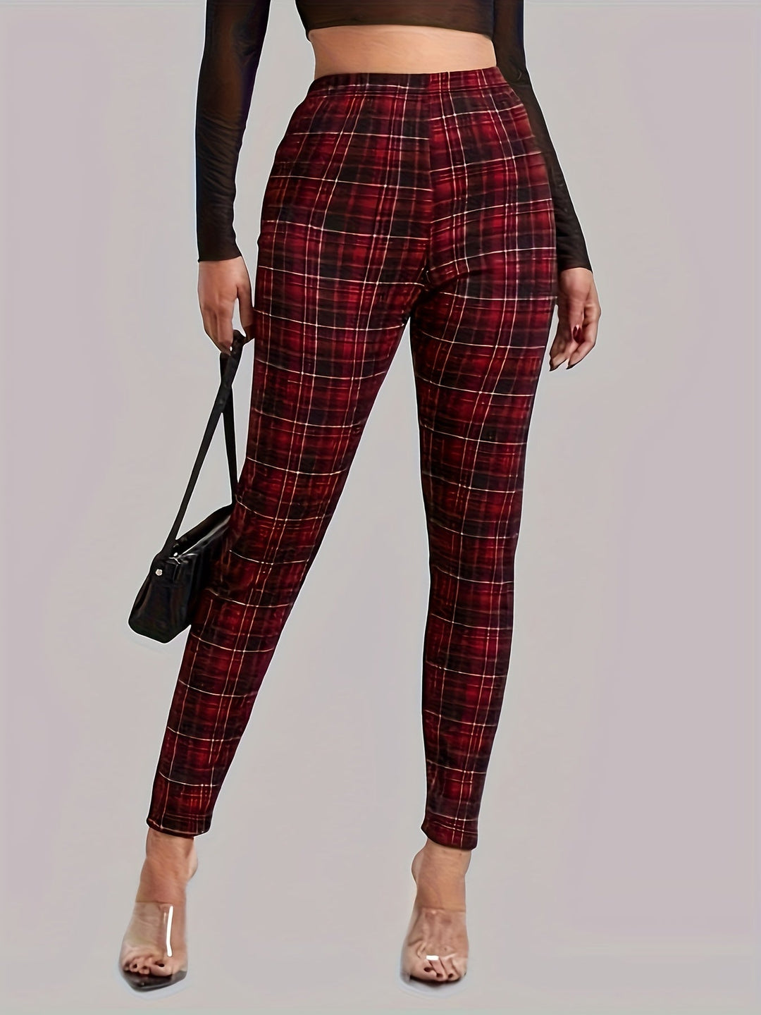 Levoire | Imprimé Leggings Skinny À Taille Haute Pour Femmes Rouge foncé