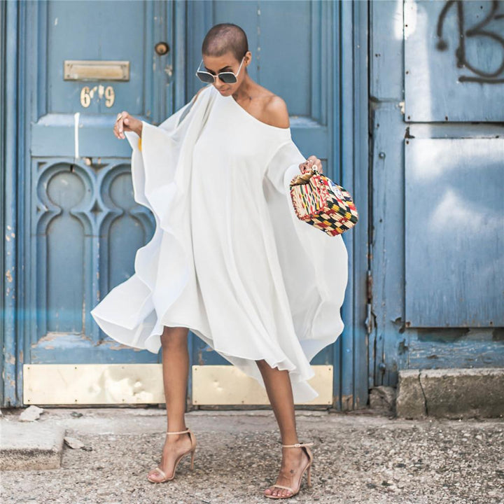 Levoire | ample bordeaux asymétrique une épaule BLANC