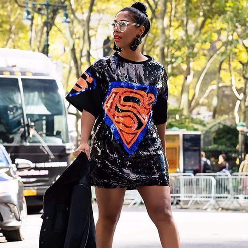 Levoire | courte large courte manche superwoman scintillante